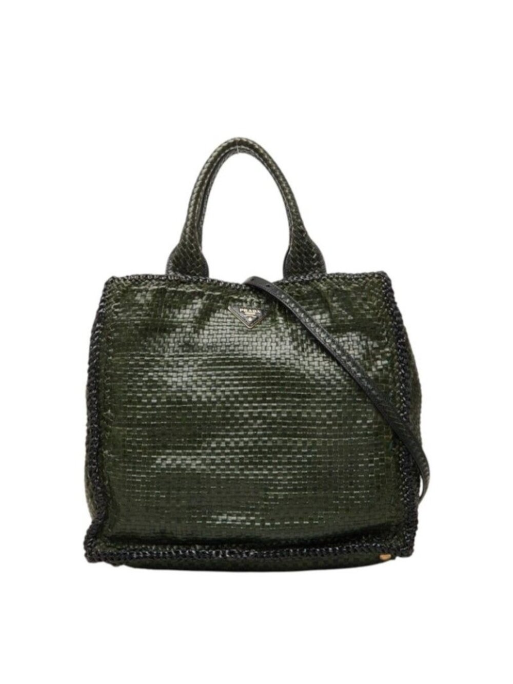 Prada Madras 2-Way Shoulder Bag Green Leather